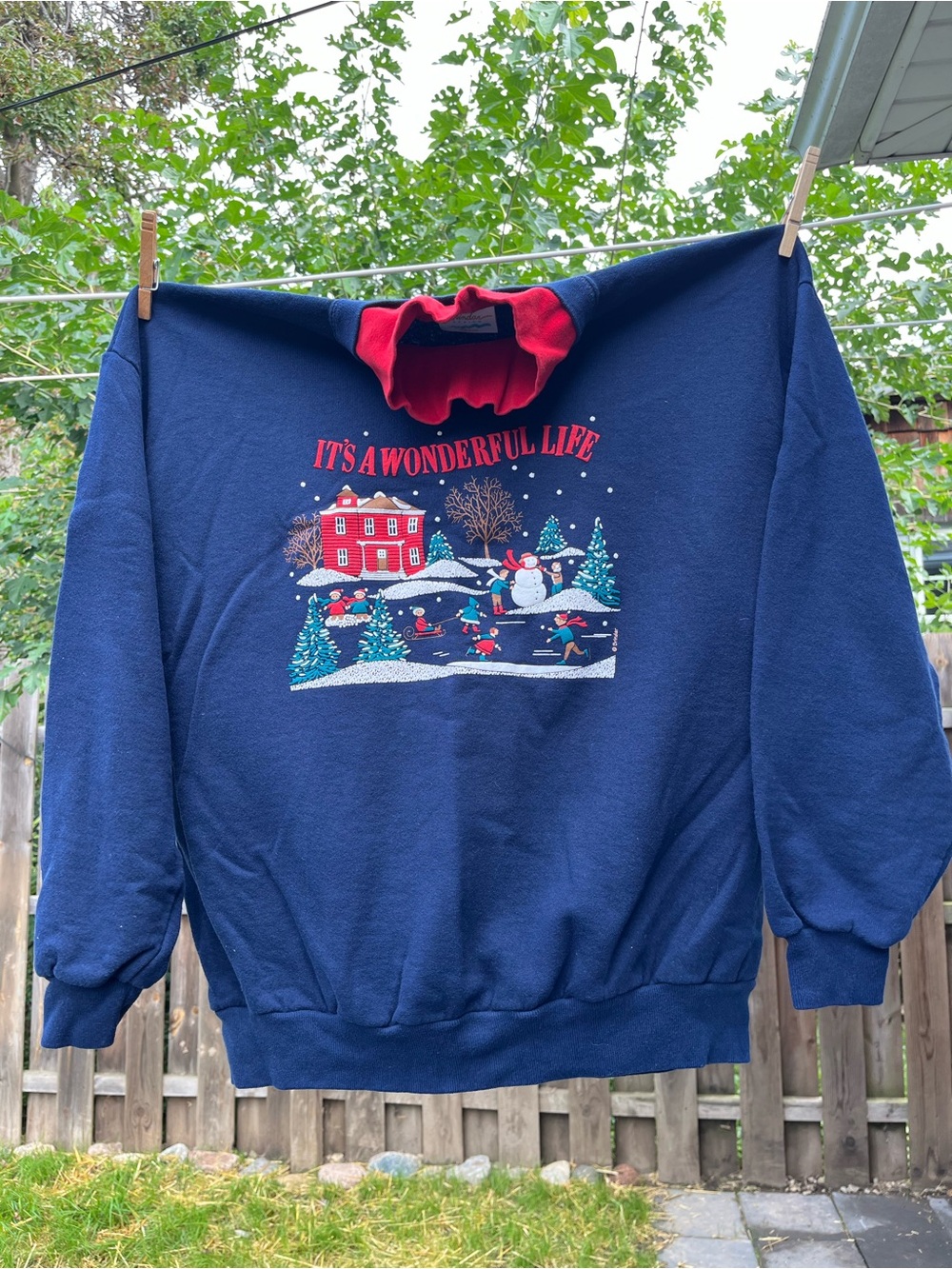 Jerzees women’s vintage It’s a Wonderful Life Christmas sweatshirt turtleneck XL